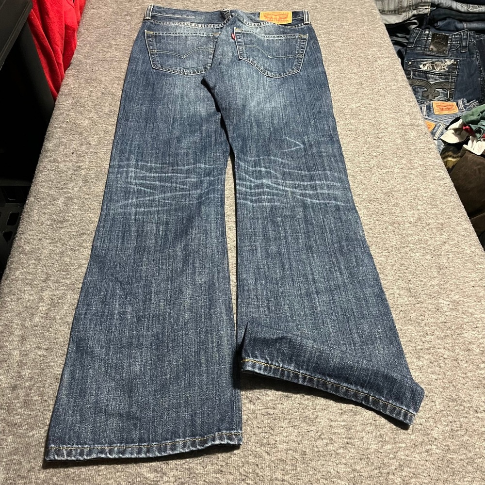 Levis 527 Slim Bootcut Jeans Mens 31x32 Blue Denim Faded Whiskered Low Rise